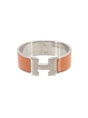 Hermes Clic Clac GM Bangle Orange Mandarin Silver Bracelet